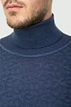 Cesare di Napoli Men's blue wool golf - High neck. 100% wool. Country of manufacture: Italy. Care: specialized cleaning - photo 5