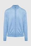 Cesare di Napoli Men's blue wool cardigan - 100% wool. Closure: Zipper. Country of manufacture: Italy. Care: specialized cleaning - photo 1