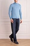 Men's blue wool cardigan Cesare di Napoli - 100% wool. Closure: Zipper. Country of manufacture: Italy. Care: specialized cleaning - photo 2