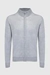 Cesare di Napoli Men's gray wool cardigan - 100% wool. Closure: Zipper. Country of origin: Italy. Care: specialized cleaning - photo 1