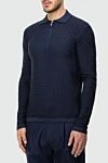 Cesare di Napoli Wool long sleeve polo blue for men - Long sleeve. 100% wool. Closure: Zipper. Country of origin: Italy. Care: specialized cleaning - photo 3