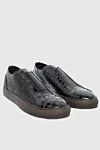 Doucal`s Brown crocodile leather slip-ons for men - lacquer, textured leather. 100% crocodile skin. lacing. height 2 cm. Country of manufacture: Italy. Care: specialized cleaning - photo 3