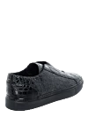 Black crocodile leather slip-ons for men Doucal`s - lacquer, textured leather. 100% crocodile skin. lacing. height 2 cm. Country of manufacture: Italy. Care: specialized cleaning - photo 4