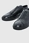 Doucal`s Black crocodile leather slip-ons for men - lacquer, textured leather. 100% crocodile skin. lacing. height 2 cm. Country of manufacture: Italy. Care: specialized cleaning - photo 5