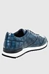 Blue crocodile sneakers for men Cesare di Napoli - textured leather. 100% crocodile skin. lacing. sole height 2cm. Country of manufacture: Italy. Care: specialized cleaning - photo 4