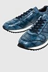 Cesare di Napoli Blue crocodile sneakers for men - textured leather. 100% crocodile skin. lacing. sole height 2cm. Country of manufacture: Italy. Care: specialized cleaning - photo 5