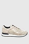 Cesare di Napoli Beige crocodile leather sneakers for men - contrast insert, textured leather. 100% crocodile skin. lacing. sole height 2cm. Country of manufacture: Italy. Care: specialized cleaning - photo 1