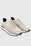 Cesare di Napoli Beige crocodile leather sneakers for men - contrast insert, textured leather. 100% crocodile skin. lacing. sole height 2cm. Country of manufacture: Italy. Care: specialized cleaning - photo 3