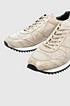 Cesare di Napoli Beige crocodile leather sneakers for men - contrast insert, textured leather. 100% crocodile skin. lacing. sole height 2cm. Country of manufacture: Italy. Care: specialized cleaning - photo 5