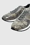 Cesare di Napoli Gray crocodile leather sneakers for men - contrast insert, textured leather. 100% crocodile skin. lacing. sole height 2cm. Country of manufacture: Italy. Care: specialized cleaning - photo 5