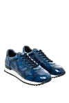 Cesare di Napoli Blue crocodile leather sneakers for men - contrast sole, textured leather. 100% crocodile skin. lacing. sole height 2cm. Country of manufacture: Italy. Care: specialized cleaning - photo 3