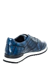 Blue crocodile leather sneakers for men Cesare di Napoli - contrast sole, textured leather. 100% crocodile skin. lacing. sole height 2cm. Country of manufacture: Italy. Care: specialized cleaning - photo 4