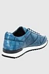 Blue crocodile sneakers for men Cesare di Napoli - contrast sole, textured leather. 100% crocodile skin. lacing. sole height 2cm. Country of manufacture: Italy. Care: specialized cleaning - photo 4