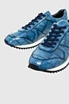 Cesare di Napoli Blue crocodile sneakers for men - contrast sole, textured leather. 100% crocodile skin. lacing. sole height 2cm. Country of manufacture: Italy. Care: specialized cleaning - photo 5