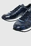 Cesare di Napoli Blue crocodile leather sneakers for men - contrast sole, textured leather. 100% crocodile skin. lacing. sole height 2cm. Country of manufacture: Italy. Care: specialized cleaning - photo 5