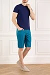 Men's shorts universal blue made of light cotton Zilli - 98% cotton, 2% elastane. Fastener: zipper, button. Three side pockets, two back pockets. Country of origin: France. Care: specialized cleaning - photo 2