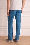 Men's blue linen trousers Zilli - 100% linen. Closure: button, zipper. three side, two back pockets. Country of manufacture: Italy. Care: specialized cleaning - photo 4