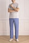 Men's blue linen trousers Zilli - 100% linen. Closure: button, zipper. three side, two back pockets. Country of manufacture: Italy. Care: specialized cleaning - photo 2