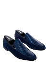 Zilli Blue suede and crocodile leather loafers for men - contrasting inserts, textured leather. 50% crocodile skin, 50% suede. Country of manufacture: Italy. Care: specialized cleaning - photo 3