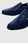 Zilli Blue suede and crocodile leather loafers for men - contrasting inserts, textured leather. 50% crocodile skin, 50% suede. Country of manufacture: Italy. Care: specialized cleaning - photo 5