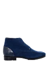 Zilli Men's boots in nubuck and crocodile skin blue - Contrasting leather inserts, textured leather. 100% nubuck 100% crocodile leather. Lace-up. Sole Height: 1.5cm. Outsole: Other materials. Country of manufacture: Italy. Care: specialized cleaning - photo 1