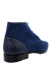 Men's boots in nubuck and crocodile skin blue Zilli - Contrasting leather inserts, textured leather. 100% nubuck 100% crocodile leather. Lace-up. Sole Height: 1.5cm. Outsole: Other materials. Country of manufacture: Italy. Care: specialized cleaning - photo 4