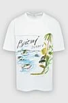 Brioni White cotton T-shirt for men - logo pattern print. Сomposition: 100% cotton. Country of manufacture: Italy. Care: specialized cleaning - photo 1