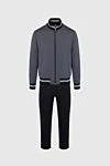 Zilli Men's sports suit made of cotton, polyamide, cashmere and silk, black - Contrasting lines. 45% cotton, 14% silk, 32% cashmere, 9% polyamide. Closure: Drawstring, zipper. Four side pockets. Country of manufacture: Italy. Care: specialized cleaning - photo 7