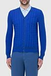 Zilli Men's cardigan made of cotton and silk blue - Contrast edging. 50% cotton, 50% silk. Closure: Buttons. Country of manufacture: Italy. Care: specialized cleaning - photo 3