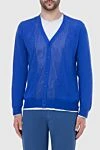 Zilli Men's cardigan made of cotton and silk blue - 50% cotton, 50% silk. Closure: Buttons. Country of manufacture: Italy. Care: specialized cleaning - photo 3