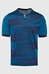 Zilli Cotton and silk T-shirt blue for men - picture print. 2 button closure. 50% silk, 50% cotton. Country of manufacture: Italy. Care: specialized cleaning - photo 1