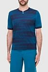 Zilli Cotton and silk T-shirt blue for men - picture print. 2 button closure. 50% silk, 50% cotton. Country of manufacture: Italy. Care: specialized cleaning - photo 3