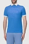 Zilli Blue cotton polo for men - Contrasting cuffs and collar, embroidered brand logo. 100% cotton. Closure: Zipper. Country of manufacture: Italy. Care: specialized cleaning - photo 3