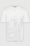 Zilli White cotton T-shirt for men - picture print. 100% cotton. Country of manufacture: Italy. Care: specialized cleaning - photo 1