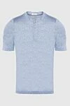 Zilli Blue silk T-shirt for men - melange pattern. three-button closure. 100% silk. Country of manufacture: Italy. Care: specialized cleaning - photo 1