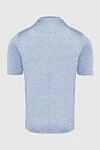 Blue silk T-shirt for men Zilli - melange pattern. three-button closure. 100% silk. Country of manufacture: Italy. Care: specialized cleaning - photo 6