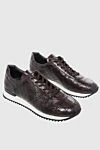 Cesare di Napoli Brown crocodile leather sneakers for men - contrast sole, textured leather. 100% crocodile skin. lacing. sole height 2cm. Country of manufacture: Italy. Care: specialized cleaning - photo 3