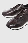 Cesare di Napoli Brown crocodile leather sneakers for men - contrast sole, textured leather. 100% crocodile skin. lacing. sole height 2cm. Country of manufacture: Italy. Care: specialized cleaning - photo 5