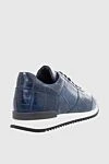 Blue crocodile leather sneakers for men Cesare di Napoli - contrast sole, textured leather. 100% crocodile skin. lacing. sole height 2cm. Country of manufacture: Italy. Care: specialized cleaning - photo 4