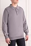 Dalmine Wool long sleeve polo gray for men - Long sleeve. 100% wool. Buttons. Country of manufacture: Italy. Care: specialized cleaning - photo 3