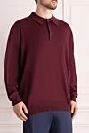 Dalmine Wool long sleeve polo burgundy for men - Long sleeve. 100% wool. Buttons. Country of manufacture: Italy. Care: specialized cleaning - photo 3