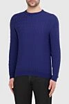 Dalmine Wool, silk and cashmere jumper blue for men - Knit. 42% cashmere, 40% wool, 18% silk. Country of origin: Italy. Care: specialized cleaning - photo 3