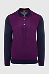 Dalmine Long Sleeve Polo in Silk and Cashmere Violet for men - Contrasting trim. Long sleeve. 70% cashmere, 30% silk. Closure: Zipper. Country of origin: Italy. Care: specialized cleaning - photo 1