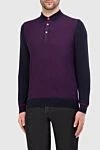 Dalmine Long Sleeve Polo in Silk and Cashmere Violet for men - Contrasting trim. Long sleeve. 70% cashmere, 30% silk. Closure: Zipper. Country of origin: Italy. Care: specialized cleaning - photo 3