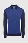 Dalmine Long Sleeve Polo in Silk and Cashmere blue for men - Contrasting trim, textured pattern. Long sleeve. 70% cashmere, 30% silk. Closure: Zipper. Country of origin: Italy. Care: specialized cleaning - photo 1