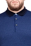 Dalmine Long Sleeve Polo in Silk and Cashmere blue for men - Contrasting trim, textured pattern. Long sleeve. 70% cashmere, 30% silk. Closure: Zipper. Country of origin: Italy. Care: specialized cleaning - photo 5