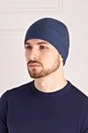 Cashmere hat blue for men Malo - 100% cashmere. Country of manufacture: Italy. Care: specialized cleaning - photo 2