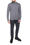 Men's cashmere cardigan gray Malo - Gate stand. 100% cashmere. Closure: Zipper. Country of origin: Italy. Care: specialized cleaning - photo 2