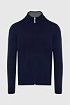 Gran Sasso Blue men's wool cardigan - 100% wool. Closure: Zipper. Country of origin: Italy. Care: specialized cleaning - photo 1