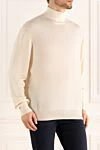 Gran Sasso White wool men's golf - High neck. 100% wool. Country of manufacture: Italy. Care: specialized cleaning - photo 3